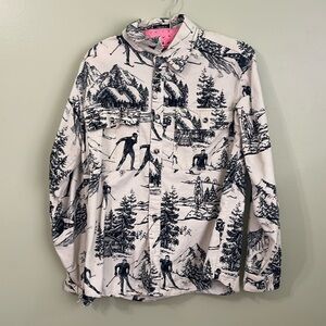 Forever 21 Men’s Small Long sleeve corduroy graphic print button up